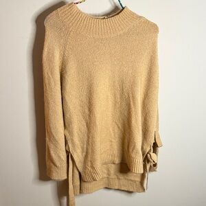 Vigoss Camel Crew Neck Sweater with Side Ties